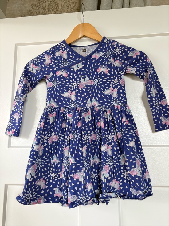 Tea Collection Other - Tea Collection Girls' Navy Butterfly Print Long-Sleeve Dress - Size 5